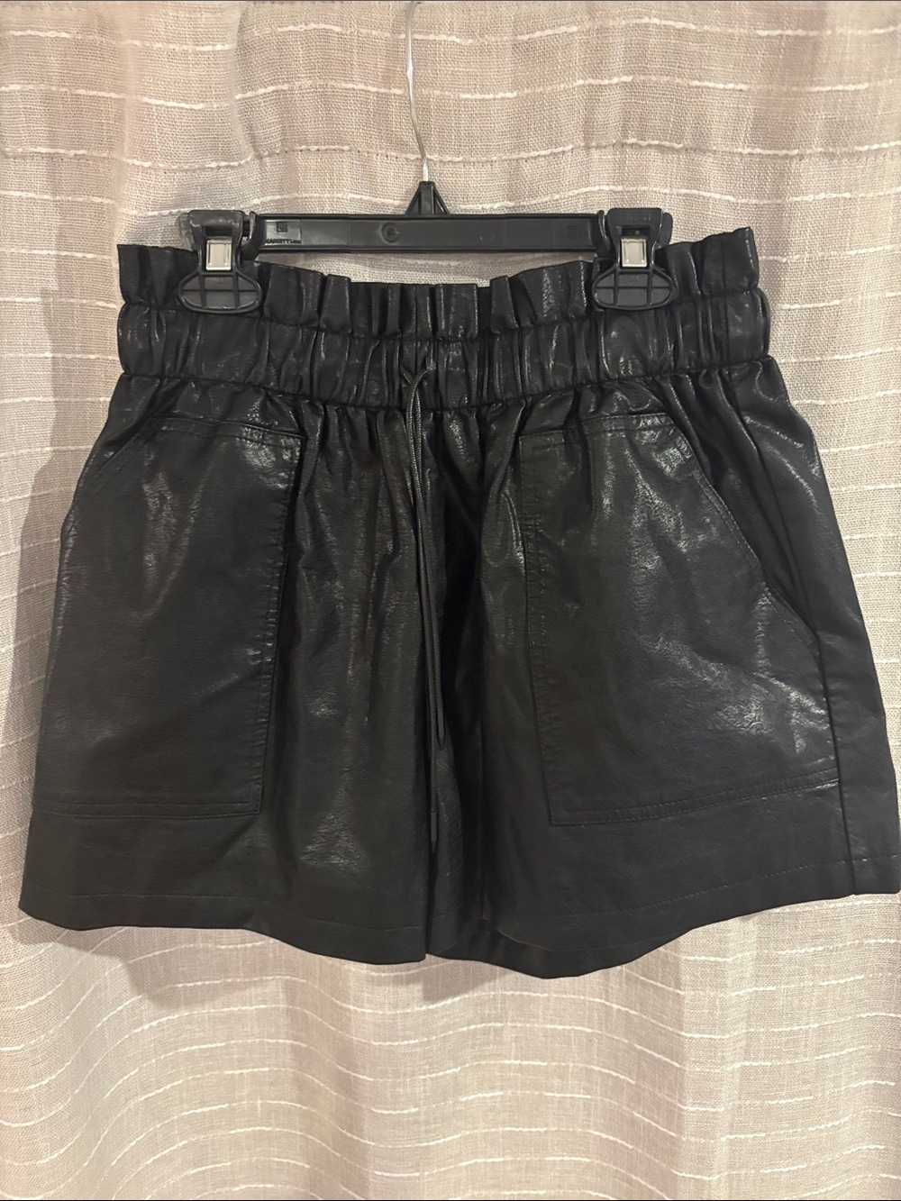 Amazon Women High Waist Black Faux Leather Shorts